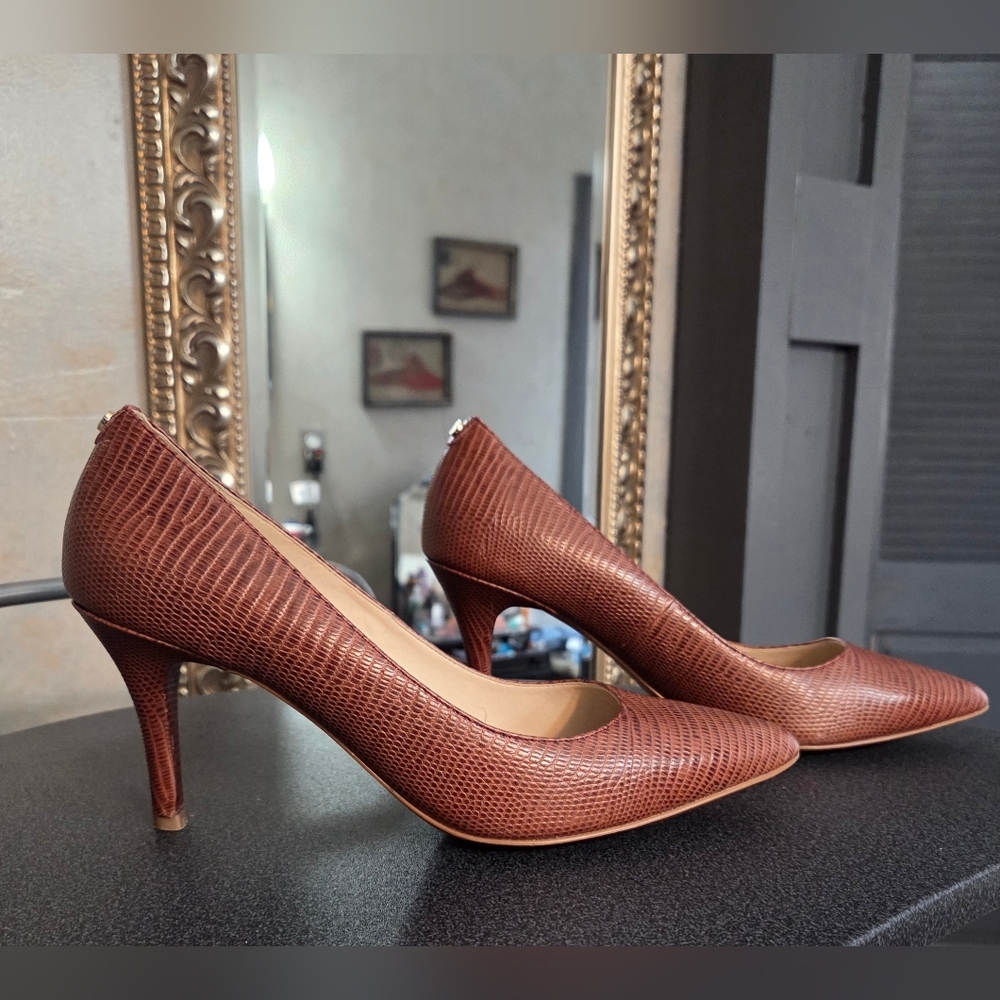 Cole Haan Brown Textured Pointed-Toe Heels